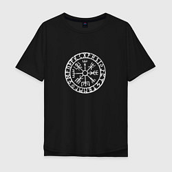 Футболка оверсайз мужская Вегвизир - компас викингов, цвет: черный