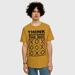 Футболка оверсайз мужская THINK OUTSIDE THE BOX, цвет: горчичный — фото 2