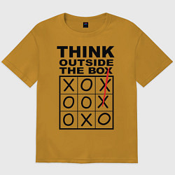 Футболка оверсайз мужская THINK OUTSIDE THE BOX, цвет: горчичный