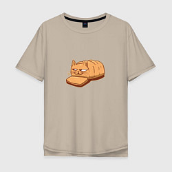 Мужская футболка оверсайз Кот хлеб - Bread Cat