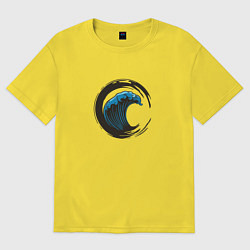 Футболка оверсайз мужская Enso Great Wave off Kanagawa, цвет: желтый