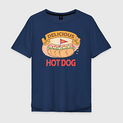 Футболка оверсайз мужская Delicious Hot Dog, цвет: тёмно-синий