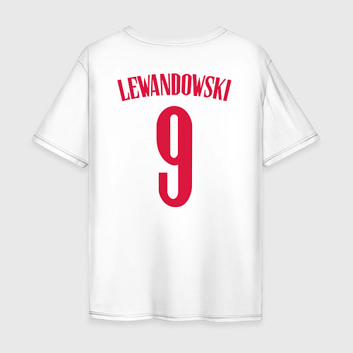 Мужская футболка оверсайз Lewandowski 9 / Белый – фото 2