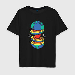 Мужская футболка оверсайз Земля в разрезе Cut Earth