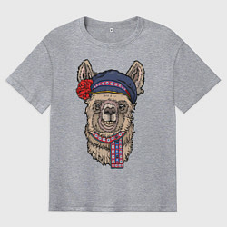 Мужская футболка оверсайз Славянская лама