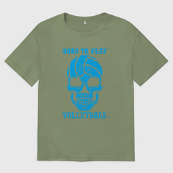 Футболка оверсайз мужская Рождён для волейбола, цвет: авокадо