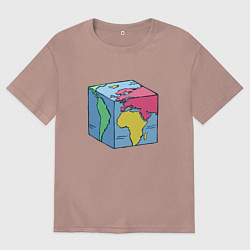 Мужская футболка оверсайз Квадратный глобус земли