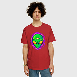 Футболка оверсайз мужская Инопланетянин всевидящее око, цвет: красный — фото 2