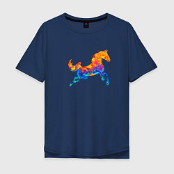 Футболка оверсайз мужская Конь цветной, цвет: тёмно-синий