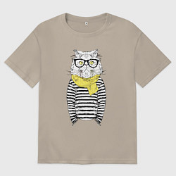 Мужская футболка оверсайз Hipster Cat