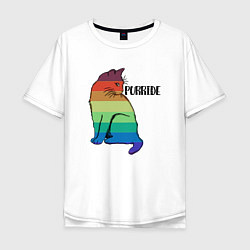 Футболка оверсайз мужская Rainbow Cat, цвет: белый