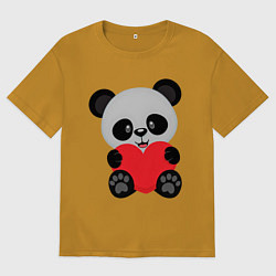 Футболка оверсайз мужская Love Панда, цвет: горчичный