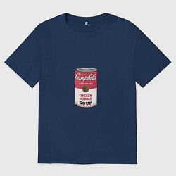 Футболка оверсайз мужская Энди Уорхол - Банка супа, цвет: тёмно-синий