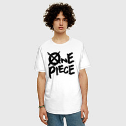 Футболка оверсайз мужская One Piece Большой куш лого, цвет: белый — фото 2