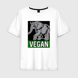 Футболка оверсайз мужская Vegan elephant, цвет: белый