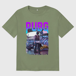 Футболка оверсайз мужская PUBG NEON ПУБГ НЕОН Z, цвет: авокадо
