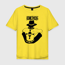 Футболка оверсайз мужская Портгас Д Эйс Пираты Белоуса One Piece, цвет: желтый