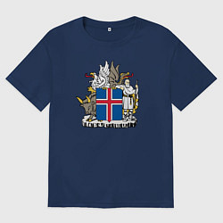 Футболка оверсайз мужская Герб Исландии, цвет: тёмно-синий