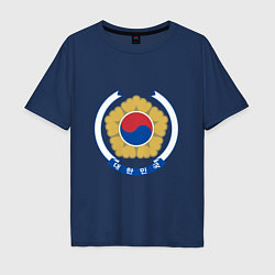 Футболка оверсайз мужская Корея Корейский герб, цвет: тёмно-синий