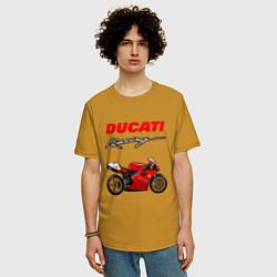 Футболка оверсайз мужская DUCATI ДУКАТИ MOTOSPORT, цвет: горчичный — фото 2