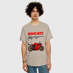 Футболка оверсайз мужская DUCATI ДУКАТИ MOTOSPORT, цвет: миндальный — фото 2