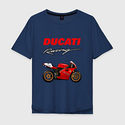 Футболка оверсайз мужская DUCATI ДУКАТИ MOTOSPORT, цвет: тёмно-синий