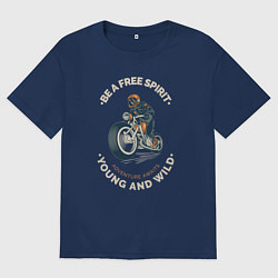 Футболка оверсайз мужская Свободный дух, цвет: тёмно-синий