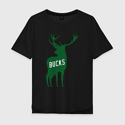 Футболка оверсайз мужская NBA - Bucks, цвет: черный