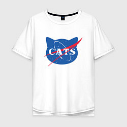 Футболка оверсайз мужская Cats NASA, цвет: белый