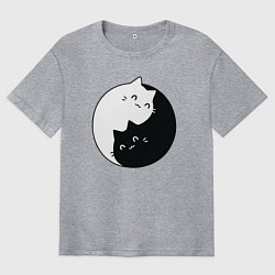 Футболка оверсайз мужская Инь Ян Котики, цвет: меланж
