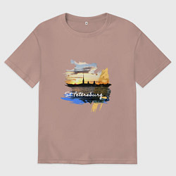 Футболка оверсайз мужская Travel Санк-Петербург, цвет: пыльно-розовый