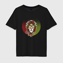 Футболка оверсайз мужская Reggae Lion, цвет: черный