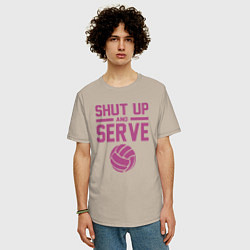 Футболка оверсайз мужская Shut Up And Serve, цвет: миндальный — фото 2