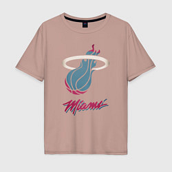 Футболка оверсайз мужская Miami Heat, цвет: пыльно-розовый