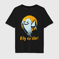 Футболка оверсайз мужская Fly or die!, цвет: черный