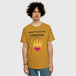 Футболка оверсайз мужская Fighting Corona, цвет: горчичный — фото 2