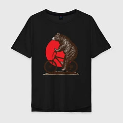 Мужская футболка оверсайз Медведь на велосиеде
