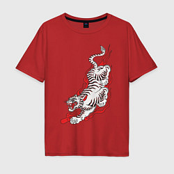 Мужская футболка оверсайз Тигр самурая
