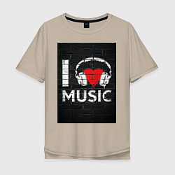 Мужская футболка оверсайз I love music