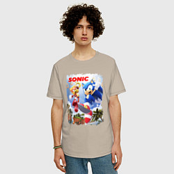 Футболка оверсайз мужская SONIC СОНИК Z, цвет: миндальный — фото 2