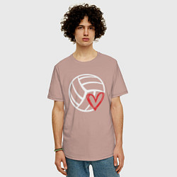 Футболка оверсайз мужская Love Volleyball, цвет: пыльно-розовый — фото 2