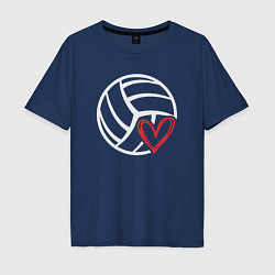Футболка оверсайз мужская Love Volleyball, цвет: тёмно-синий