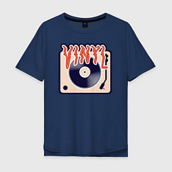 Футболка оверсайз мужская Винил Vinyl DJ, цвет: тёмно-синий