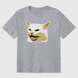 Футболка оверсайз мужская Кот Смадж Мем, цвет: меланж