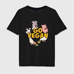 Футболка оверсайз мужская Go Vegan, цвет: черный