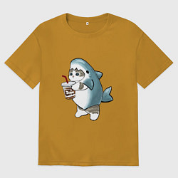 Футболка оверсайз мужская Котоакула, цвет: горчичный