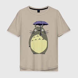 Мужская футболка оверсайз Тоторо под зонтом