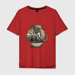 Мужская футболка оверсайз Слон-военный