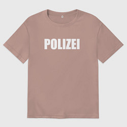 Футболка оверсайз мужская POLIZEI Полиция Надпись Белая, цвет: пыльно-розовый