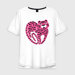 Футболка оверсайз мужская Pink Tiger, цвет: белый